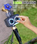 Hand adjusting Weatherproof Sprinkler Timer With Three Quarter Inch Hose Port, Programmable Dial Watering System, on outdoor faucet