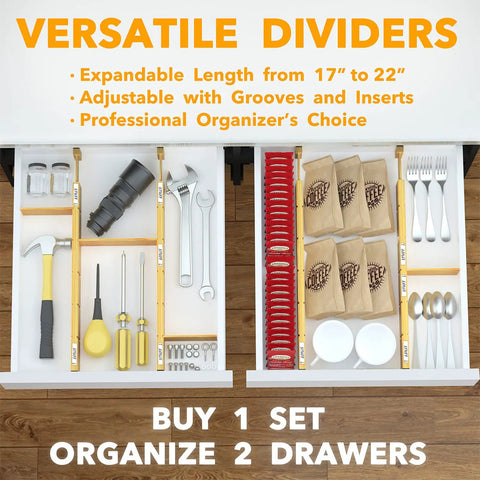 Straight Up Real Deal Bamboo Drawer Dividers With Custom Insert Grid And Label Stickers For Kitchen Storage Hack Effortless Expandable Fit For Cabinets Or Dressers Top Tier