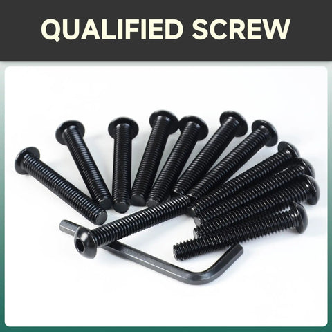 Full Stack 159 Piece M6 Button Head Socket Cap Bolts Grade 10.9 Black Carbon Steel Screw Assortment Kit With Nuts Lock Washers Flat Washers Hex Wrench Perfect For 3D Printers Furniture Install And Mech Fixes, showcasing black screws and hex wrench.