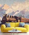 Steam Train Wallpaper Mural For Living Room And Bedroom Large 79 By 55 Inch Not Peel And Stick Vintage Steam Locomotive Poster Style