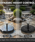 Solar Powered Bird Bath Fountain With Six Nozzles, Outdoor Water Pump for garden with dynamic height control