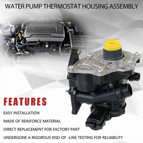 Water Pump Thermostat Housing Assembly 06L121011B Replacement Fits Audi A3 A4 A5 S3 TT and VW Golf Beetle Passat 1.8T 2.0T