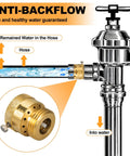 Close-up of Two Pack Brass Vacuum Breaker Set With Three Quarter Inch Anti Siphon Hose Bib Valves, showing anti-backflow feature.