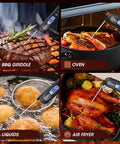Collage with Digital Meat Thermometer Instant Read In 3 Seconds With Backlit Display And Magnetic Mount Foldable Probe For BBQ and cooking