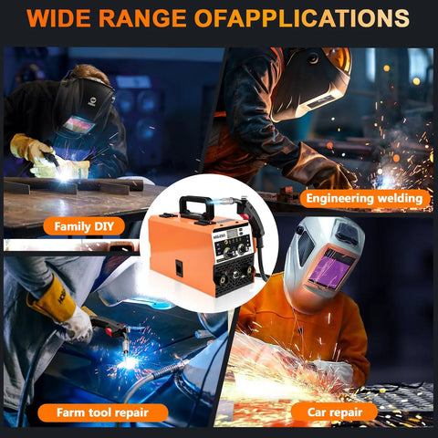 Super Tough 3-In-1 Mig Stick Welder With Lift Tig And Flux Core For Metal Repair And DIY Projects Featuring Smart Sync Control LED display during engineering, car, farm tool, and DIY work.
