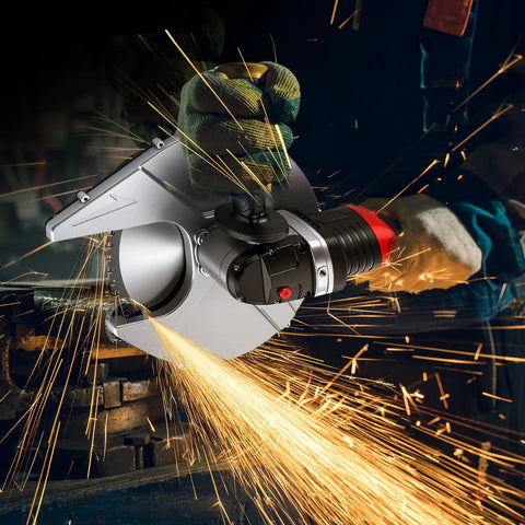 Newtry 36V Cordless Rebar Cutter Cuts Up To 5.31 Inches In Just Seconds Portable Electric Steel Bar Saw With Carry Case For Construction Pros cutting metal with sparks flying.