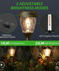 Solar Pathway Lights Outdoor Warm White 10 Or 25 Lumens Glass Solar Lights For Yard Patio And Walkway Waterproof Landscape Lighting With Auto On Off No Fuss Install And Low Maintenance Decorative Garden Lamps For Lawn And Driveway showing adjustable brightness modes.