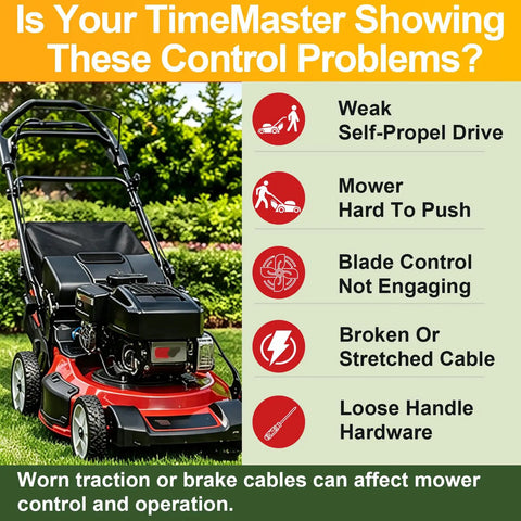 Premium Control Cable Kit For Toro TimeMaster 30 Inch Walk Behind Lawn Mowers Replaces Parts 127-6867 And 133-1998 Easy Fix DIY Repair To Get Your Mower Running Like New Again, mower control issues