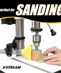 Top Shelf Pro Grade Universal Drill Press Dust Collector With Multi Axis Adjustable Hose Mount for rapid sanding and dust collection.