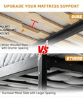 Heavy Duty 2 Inch Queen Box Spring With Rounded Corners And Ironclad Steel Base Featuring Premium Wood Slats comparison of slat types.
