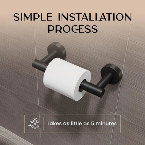 Matte Black Toilet Paper Holder 2 Pack Wall Mount Modern Roll Rack For Bathroom No Slip Design Keeps Roll From Slipping