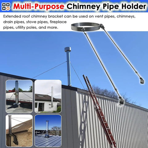 Rock Solid Stainless Steel Chimney Flue Support Bracket For Wood Stoves And Fireplaces Heavy Duty Heat Resistant Double Wall Exhaust Pipe Roof Mount No Sweat Install on roof anchoring exhaust pipes.