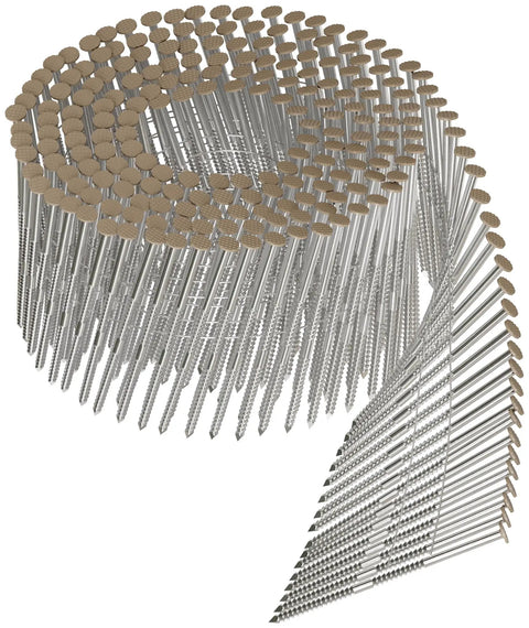 Badass Collated Ring Shank Siding Nails, 2 1/2 Inch Full Round Head, 15 Gauge Wire Coil, Razor Sharp Diamond Point, Premium 304 Stainless Steel, Pack Of 3600 Boss Choice For Fast Exterior Cladding And Tight Wall Jobs