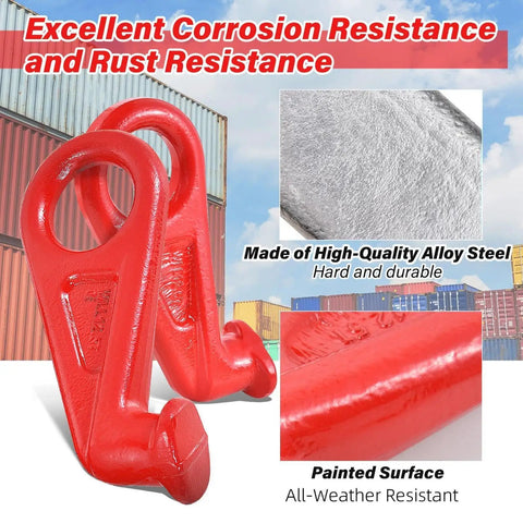 Heavy Duty Container Lifting Hook With 45 Degree Secure Alignment System L And R Indicators Forged Alloy Steel Construction Red