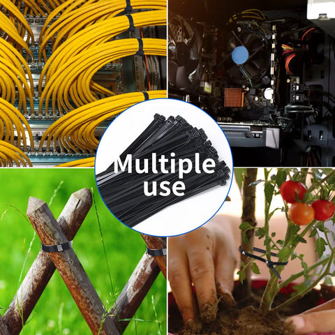 Beefy Heavy Duty Zip Ties 1000 Pack 8 Inch 50 LB Tensile Strength UV Resistant Black Cable Ties used in various applications