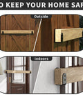 Image showing 2x4 Door Barricade Brackets for quick door reinforcement with U-shaped design, installed both outdoors and indoors.
