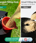 Comparison of enlarged filling hole in Dope Lawn Striper Kit For Push Mowers With Heavy Duty Stainless Steel Roller and small filling hole