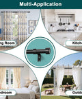 Heavy Duty Adjustable Curtain Rod For Windows 72 To 144 Inch 1 Inch Diameter Black in living room, kitchen, bedroom, and outdoor