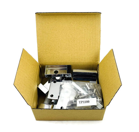 Box of Heavy Duty Chrome Plated Die Cast Zamac Inswing Toilet Partition Door Hardware Set For One Inch Doors And One And One Quarter Inch Pilaster