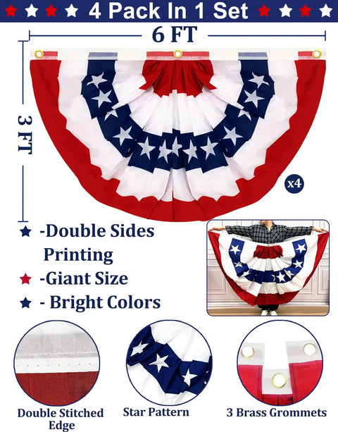 Diagram featuring Four Pack 3x6 Ft Extra Large American Flags For Outdoors With Brass Grommets Fourth Of July Decor hanging detail