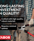 Bypass Lopper With Compound Action 30 Inch Tree Trimmer held by person wearing gloves, red handles visible