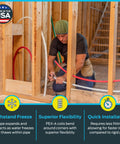 Worker installing 1 Inch White PEX A Flexible Water Tubing 100 Foot Roll for Potable Plumbing Easy Install Around Corners
