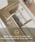 Brushed Nickel Utility Sink And Laundry Faucet For Home Use, 4 Inch Center Set, 360 Rotating Swivel Spout in kitchen setup