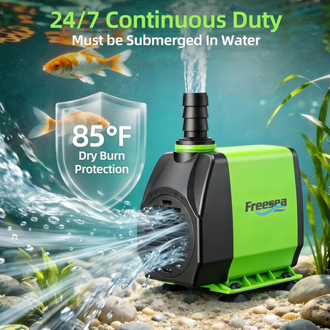 Submersible Fountain Pump 800GPH 45W Ultra Quiet Aquarium System With Three Nozzles 10 Ft Lift Awesome green design in water