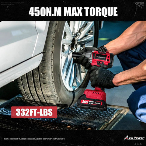 Brushless 1/2-Inch Impact Wrench With 450 Nm Max Torque, 332 Ft-Lbs, 20V Cordless Tool used for car tire installation