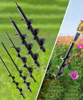 Set Of 5 Garden Auger Drill Bits For Planting With 3/8 Inch Hex Drive in varying sizes shown in garden setting.