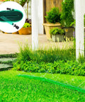 Flat Soaker Hose With Perforated Holes For Even Yard Watering Flexible PVC Low Profile Sprinkler Hose 7.5m on garden lawn