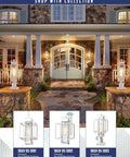 Dusk To Dawn Sensor Outdoor Wall Light Two Pack Aluminum Exterior Wall Mount Fixtures in white, bubble glass shade on porch.
