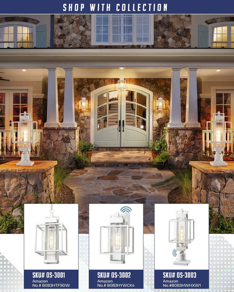 Dusk To Dawn Sensor Outdoor Wall Light Two Pack Aluminum Exterior Wall Mount Fixtures in white, bubble glass shade on porch.