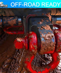Locking Hitch Pin For 2In And 2-1/2In Receivers, 3-1/2 Inch Span, Rust-Resistant Carbon Steel, Anti-Theft Keyed Hitch Lock With Tamper-Resistant Barrel, Push-To-Lock Convenience For Quick Secure Towing Now shown in muddy off-road setting.
