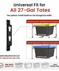 Space-Saving 27 Gallon Tote Bin Rack Organizer, Heavy Duty 5 Tier Storage Shelves with spacer clip for adjustable tote fit