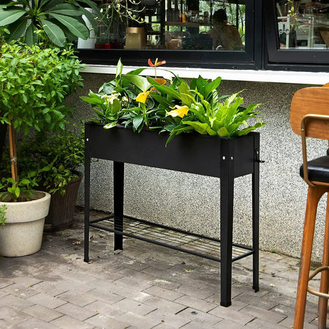 Raised Garden Bed With Legs Elevated Metal Planter Box For Outdoor Use Yard Ready Standing Garden Stand With plants