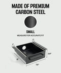 Level Up Your Desk Setup With This Solid Carbon Steel Undermount Drawer Attachment, small black steel drawer with measurements.