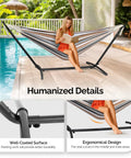 550 Lb Capacity Double Hammock With Stand And Carry Bag For Outdoors And Indoors, Heavy Duty Two Person Hammock With 60x80 Inch Bed installed poolside