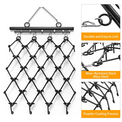 Chain Drag Harrow For ATV And UTV, 5 Foot Wide By 4.5 Foot Long With Half Inch Tines, features steel alloy and powder coating