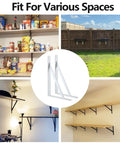 Badass Heavy Duty Metal Shelf Brackets 12 X 8 Inch White L Brackets shown in various mounting scenarios for organization.