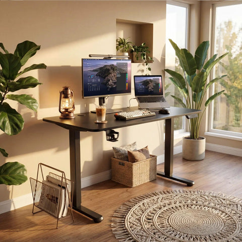 Electric Standing Desk 45 X 24 Inches Height Adjustable Sit Stand Desk With Memory Preset Option Sturdy Metal Frame Cable Management Home Office
