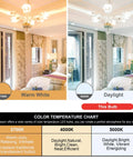 Comparison of warm white and daylight lighting in a bedroom using Vanity LED Globe Light Bulbs For Bathroom, 5000K Daylight.