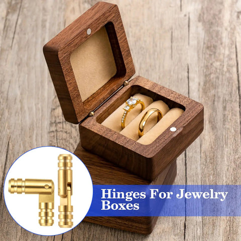 10 Pcs Brass Hidden Barrel Hinges 0.15x0.79 Inch Mini Cylinder Hinges for Wood Projects with jewelry box detail