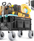 Beach Wagon With Balloon Wheels For Sand, 240L Collapsible Wagon, Wide 9 By 4 Inch Wheels, 450 Lb Heavy Duty Beach Cart