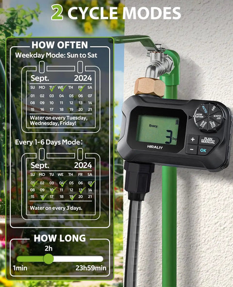 Programmable Garden Hose Water Timer for Outdoor Irrigation with LCD and Brass Connector, Two Cycle Modes Display