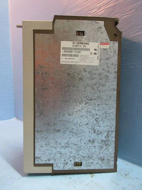 Used 6ES5951-7LD21 SIMATIC S5 Power Supply For Industrial Automation, 120/230 VAC Input, 5 VDC At 7 A And 15 A, 5.2 V At 2.5 A, 24 V At 0.35 A, Removed From 170-HT-8, Tested And Working Condition, rear view