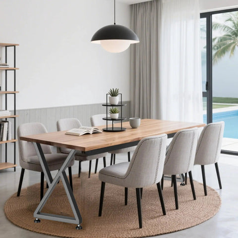 Heavy Duty Metal Table Legs 28x17.7 Inch Industrial X Frame For DIY Dining Table Base in modern dining room setup