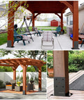 6x6 Post Base Built Tough Stainless Steel Powder Coated Post Anchor With Air Flow Channel For Deck Railing Pergolas Fence Pillar 4 Pack Internal Size 5.6 by 5.6 Inches For Extra Stability used in pergola