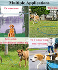 Go To Reflective Dog Tie Out Cable 50Ft For Camping And Backyard Built Tough Runner Trolley System For Dogs Up To 300 Lbs Outdoor Zip Line Long Leash With Handle And Removable Connection Ring shown in multiple applications