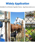11 Gauge Chain Link Fence Ties, 8.27 Inches, Black used for garden and dog fences showing installation and application examples